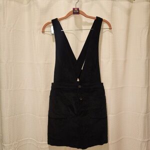 Free People Black Pinafore Mini Dress Skirt Overalls Jumper XS